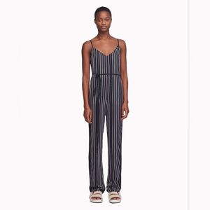 Rag & Bone Rosa Silk Striped Straight Leg Jumpsuit Navy Blue White Size 4
